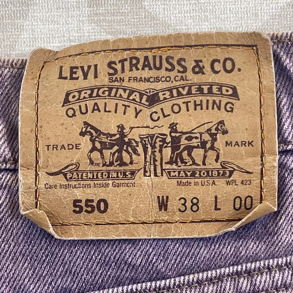 Levi Strauss 550 Mens Purple Denim Shorts Size 38x L Vintage Blue Tab USA Made - Picture 8 of 9